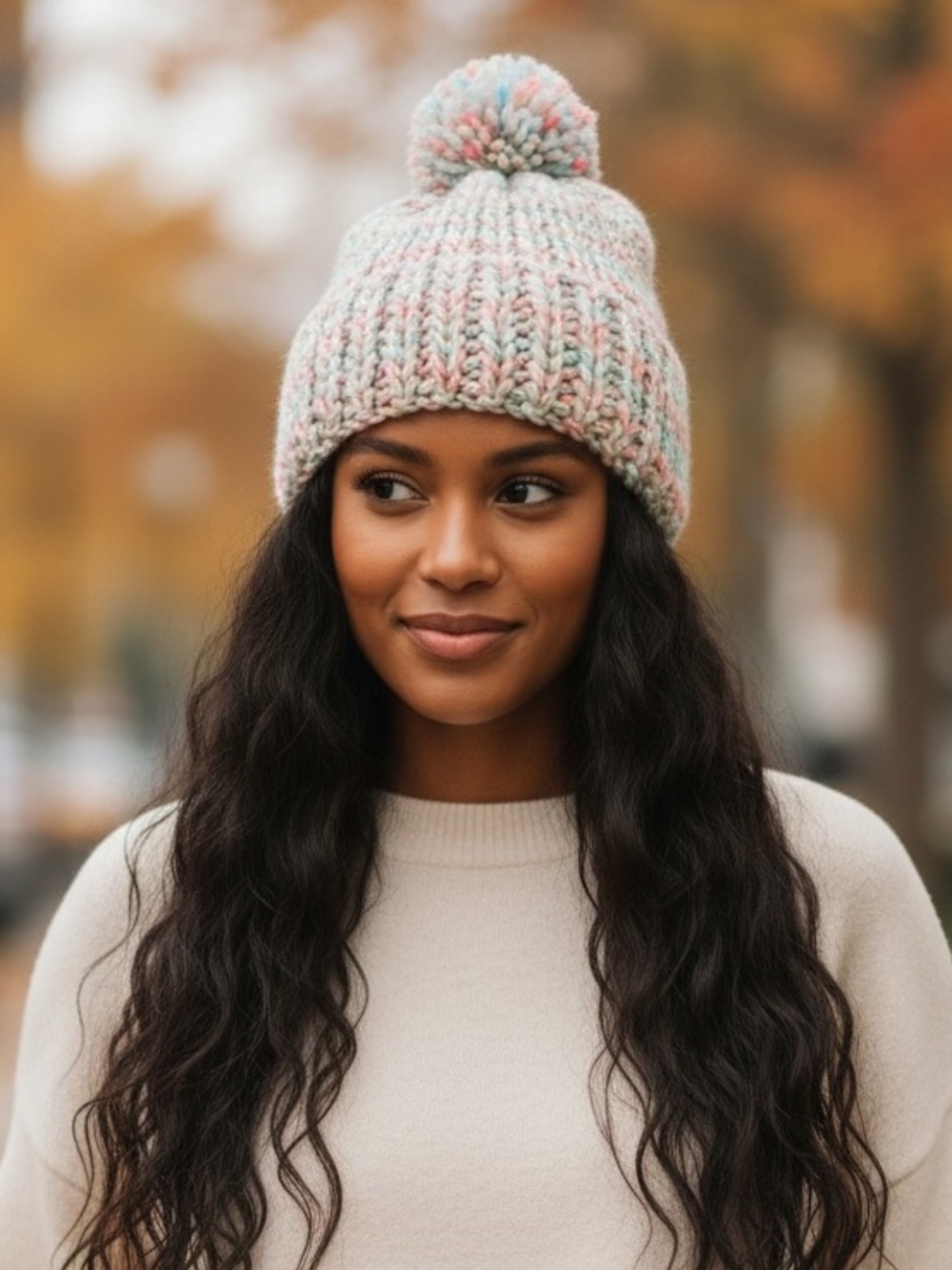 Handmade Cozy Knit Wool Blend Chunky Beanie NEW
